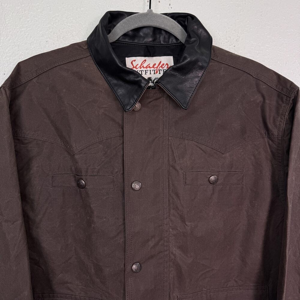 Schaefer Outfitter Rangewax Summit Jacket Mens Medium Brown Waxed Cotton Western - Picture 5 of 14